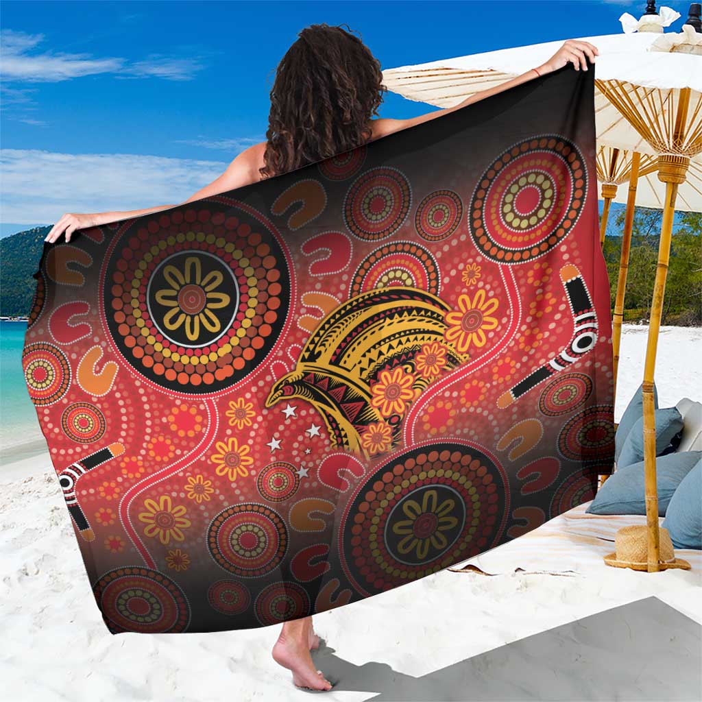 Papua New Guinea Sarong Birds Of Paradise With Aboriginal Pattern - Polynesian Pride
