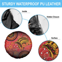 Papua New Guinea Spare Tire Cover Birds Of Paradise With Aboriginal Pattern - Polynesian Pride