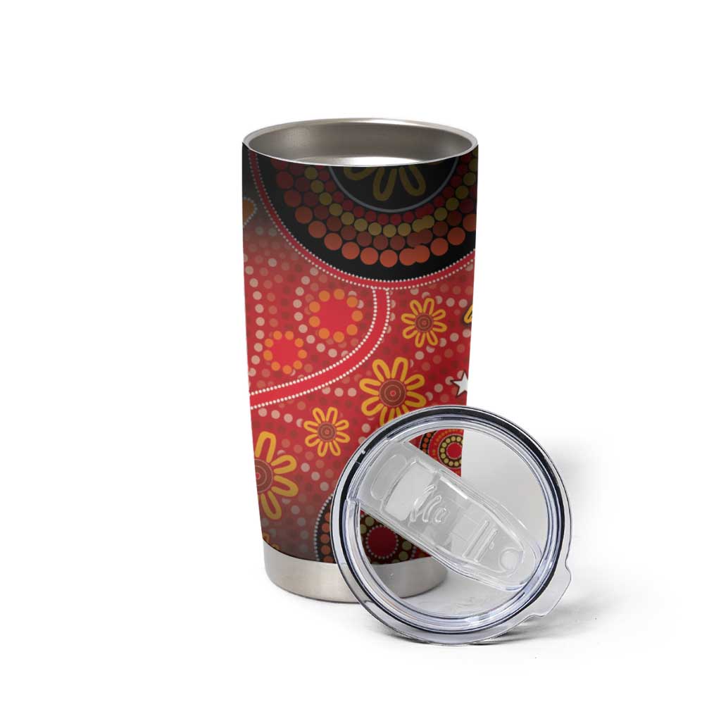 Papua New Guinea Tumbler Cup Birds Of Paradise With Aboriginal Pattern - Polynesian Pride