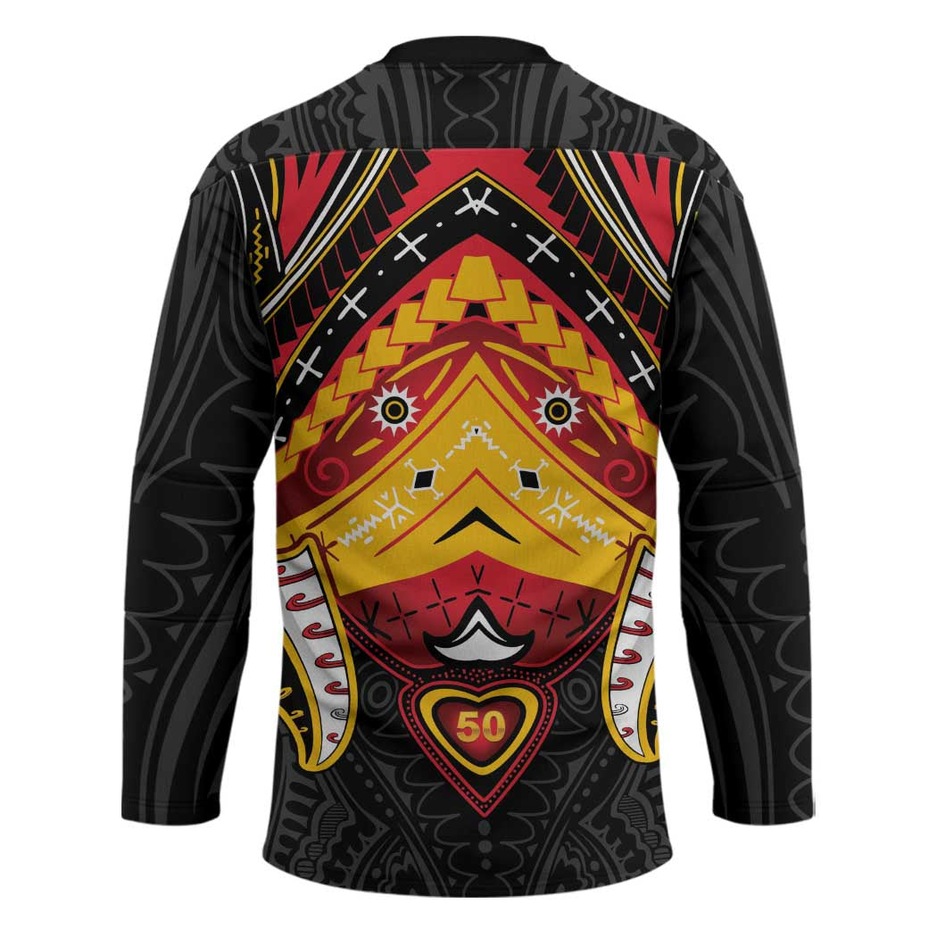 Papua New Guinea Independence Day Hockey Jersey Tribal Mask - Polynesian Pride