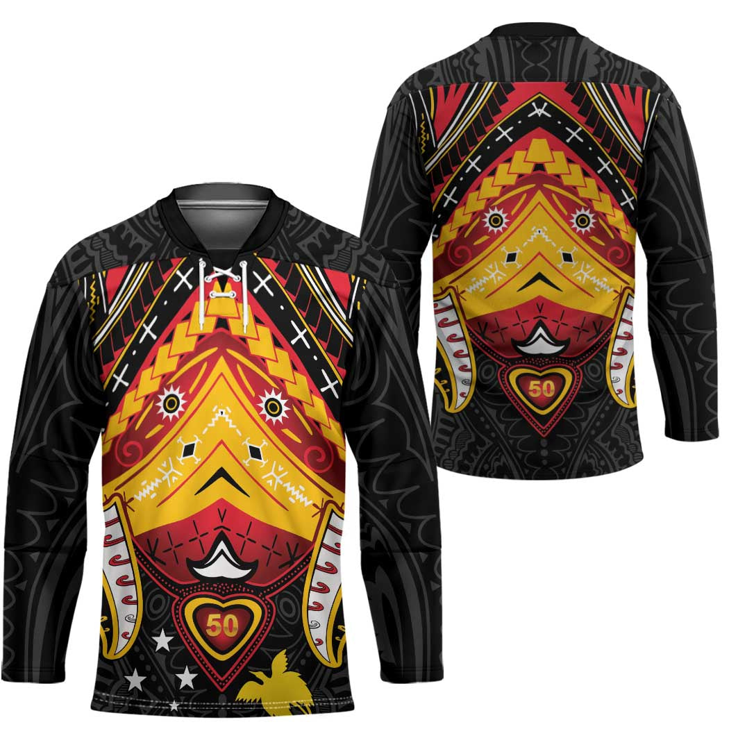 Papua New Guinea Independence Day Hockey Jersey Tribal Mask - Polynesian Pride