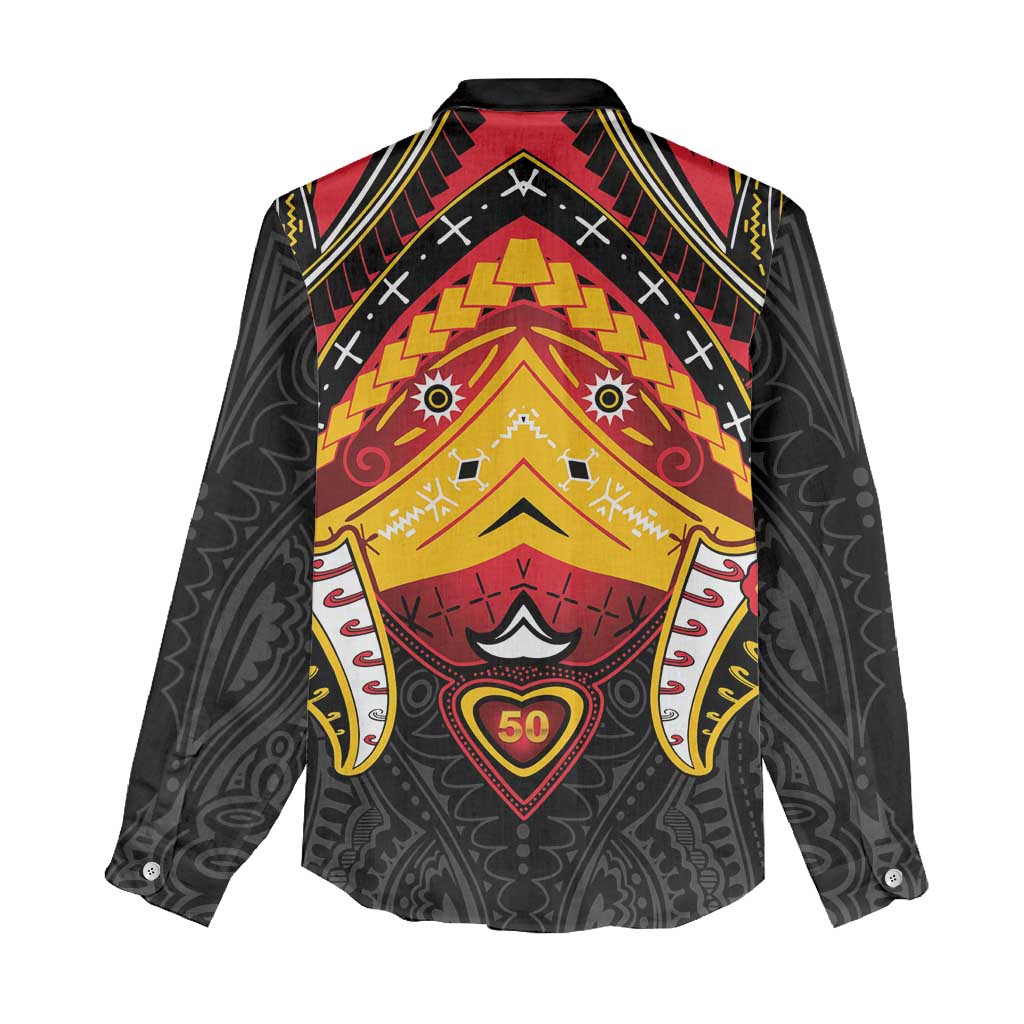Papua New Guinea Independence Day Women Casual Shirt Tribal Mask - Polynesian Pride