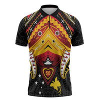 Papua New Guinea Independence Day Zipper Polo Shirt Tribal Mask - Polynesian Pride