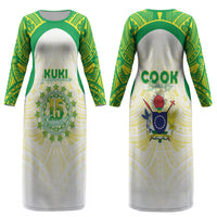 Kuki Independence 2026 Couples Matching Long Sleeve Bodycon Dress and Hawaiian Shirt Cook Islands 15 Finest White Version