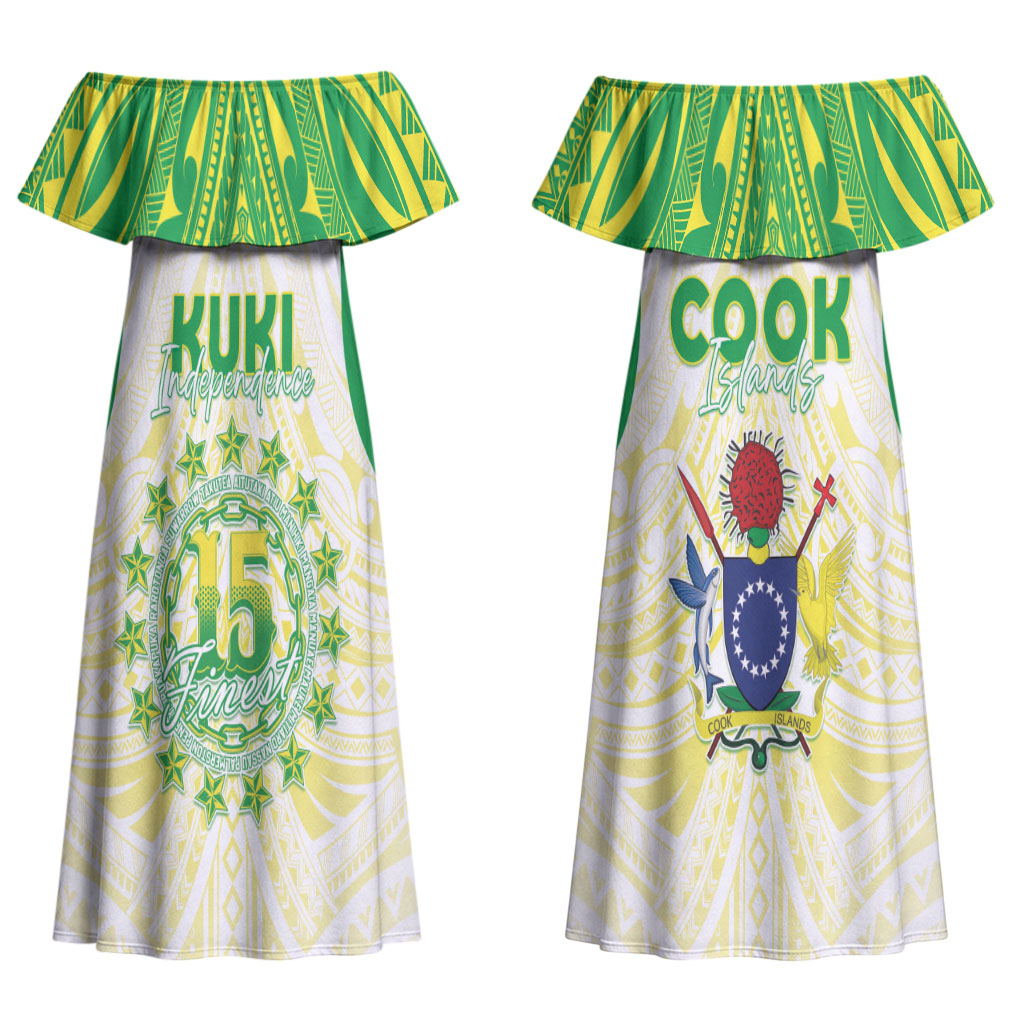 Kuki Independence 2026 Couples Matching Off Shoulder Maxi Dress and Hawaiian Shirt Cook Islands 15 Finest White Version