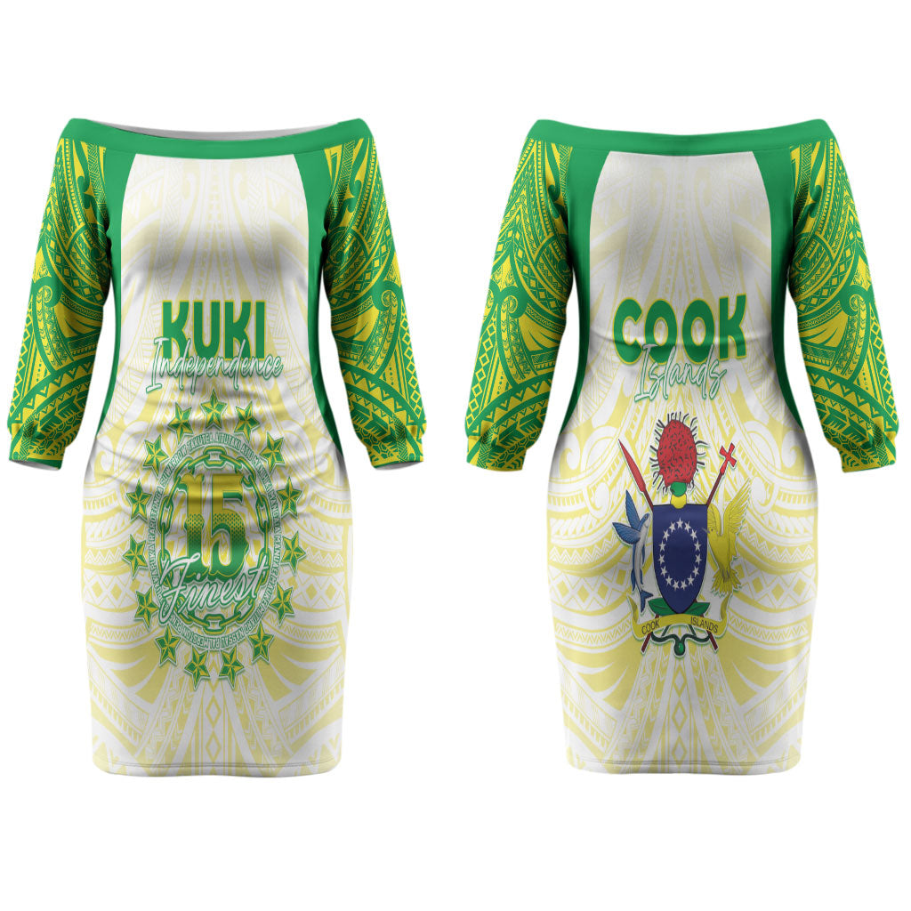 Kuki Independence 2026 Couples Matching Off The Shoulder Long Sleeve Dress and Long Sleeve Button Shirt Cook Islands 15 Finest White Version