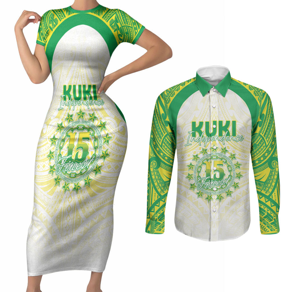 Kuki Independence 2026 Couples Matching Short Sleeve Bodycon Dress and Long Sleeve Button Shirt Cook Islands 15 Finest White Version