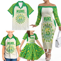 Kuki Independence 2026 Family Matching Off The Shoulder Long Sleeve Dress and Hawaiian Shirt Cook Islands 15 Finest White Version