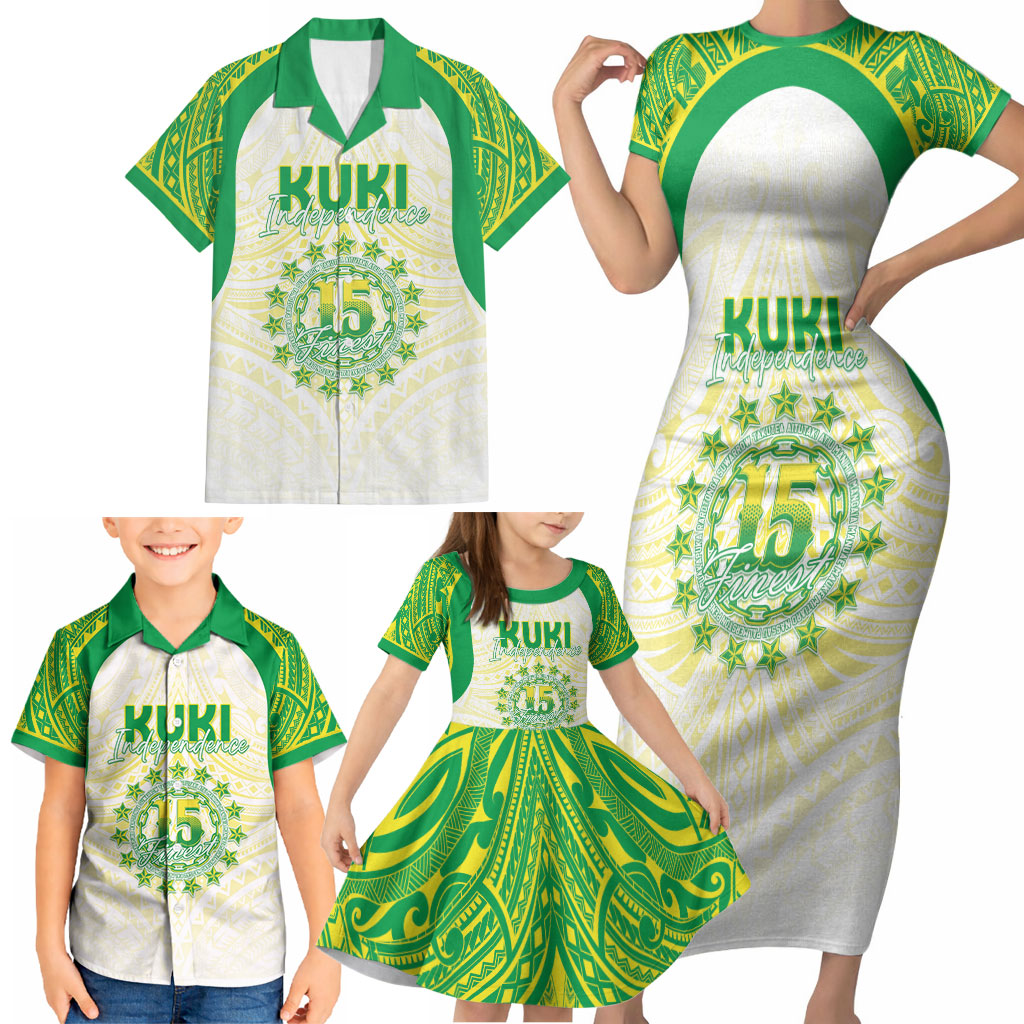 Kuki Independence 2026 Family Matching Short Sleeve Bodycon Dress and Hawaiian Shirt Cook Islands 15 Finest White Version