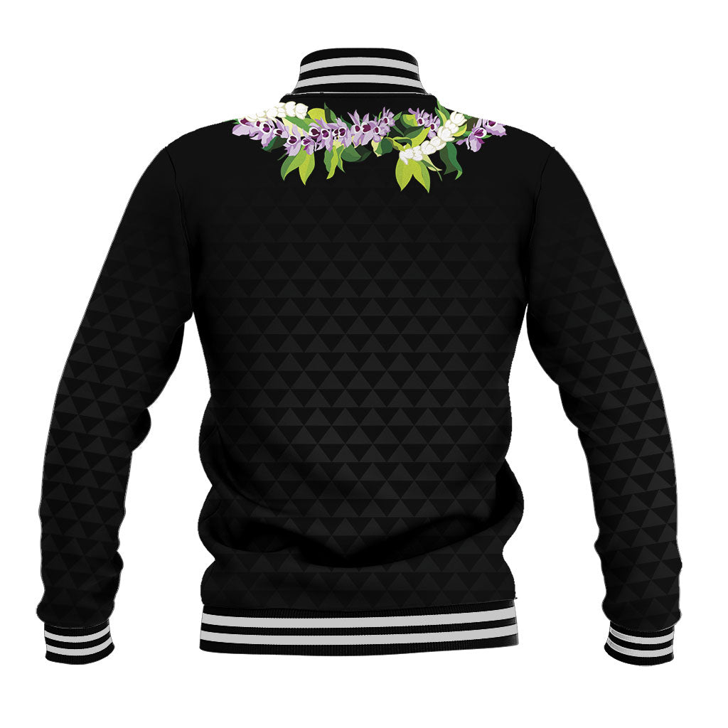 Hawaii Statehood Day Baseball Jacket Kakau Pattern With Maile Pikake Honohono Lei
