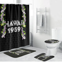 Hawaii Statehood Day Bathroom Set Kakau Pattern With Maile Pikake Honohono Lei