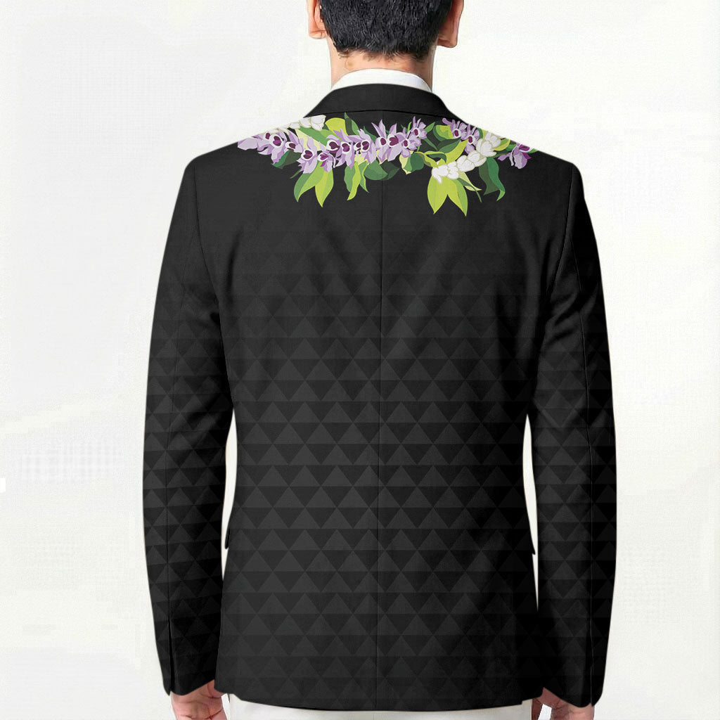 Hawaii Statehood Day Blazer Kakau Pattern With Maile Pikake Honohono Lei