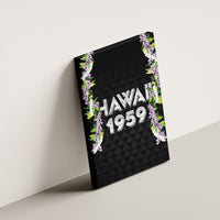 Hawaii Statehood Day Canvas Wall Art Kakau Pattern With Maile Pikake Honohono Lei