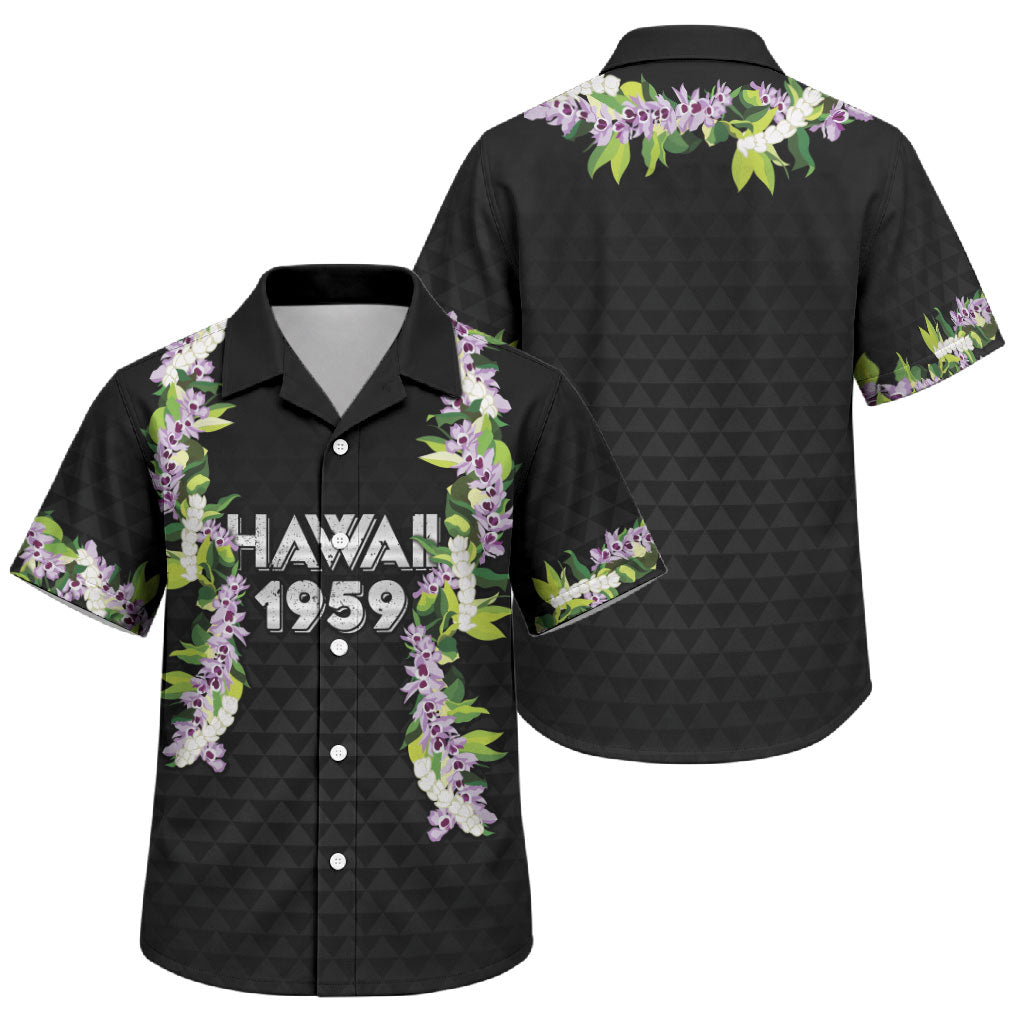 Hawaii Statehood Day Family Matching Long Sleeve Bodycon Dress and Hawaiian Shirt Kakau Pattern With Maile Pikake Honohono Lei