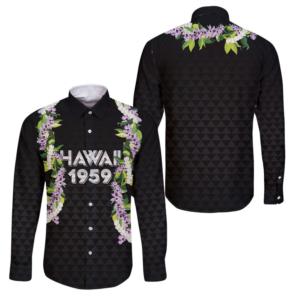 Hawaii Statehood Day Family Matching Tank Maxi Dress and Hawaiian Shirt Kakau Pattern With Maile Pikake Honohono Lei