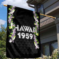 Hawaii Statehood Day Garden Flag Kakau Pattern With Maile Pikake Honohono Lei