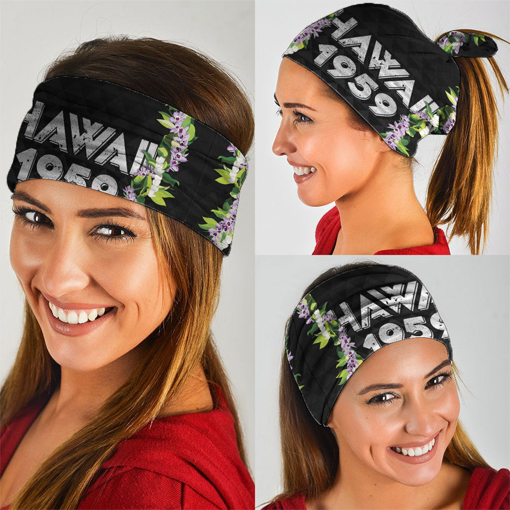 Hawaii Statehood Day Neck Gaiter Kakau Pattern With Maile Pikake Honohono Lei