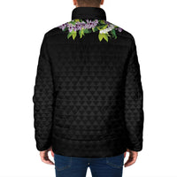 Hawaii Statehood Day Padded Jacket Kakau Pattern With Maile Pikake Honohono Lei
