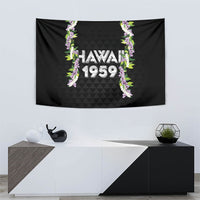 Hawaii Statehood Day Tapestry Kakau Pattern With Maile Pikake Honohono Lei