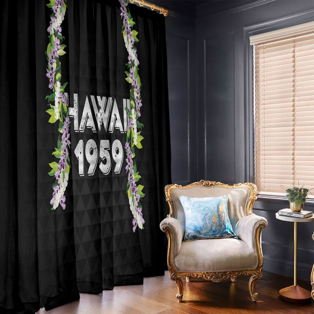 Hawaii Statehood Day Window Curtain Kakau Pattern With Maile Pikake Honohono Lei