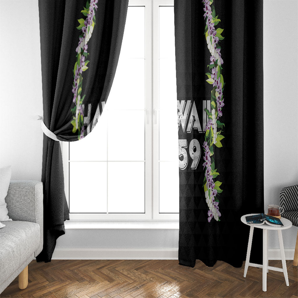 Hawaii Statehood Day Window Curtain Kakau Pattern With Maile Pikake Honohono Lei