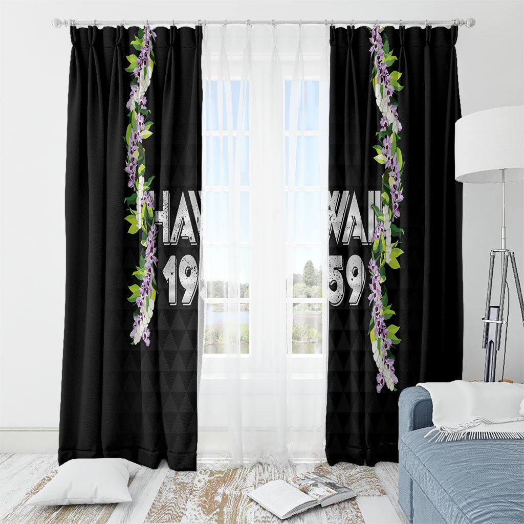 Hawaii Statehood Day Window Curtain Kakau Pattern With Maile Pikake Honohono Lei