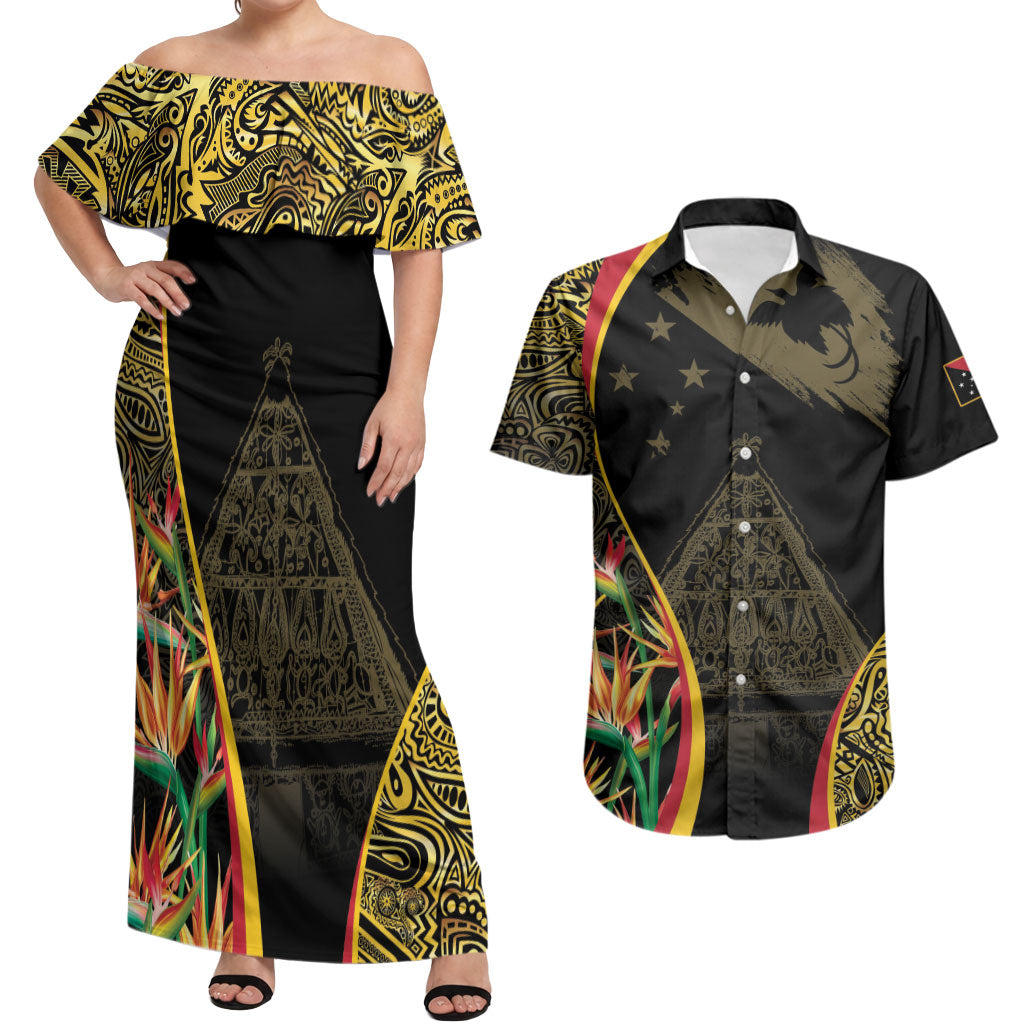Papua New Guinea Hapi De Bilong Indipendens Couples Matching Off Shoulder Maxi Dress and Hawaiian Shirt Special Style