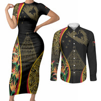 Papua New Guinea Hapi De Bilong Indipendens Couples Matching Short Sleeve Bodycon Dress and Long Sleeve Button Shirt Special Style