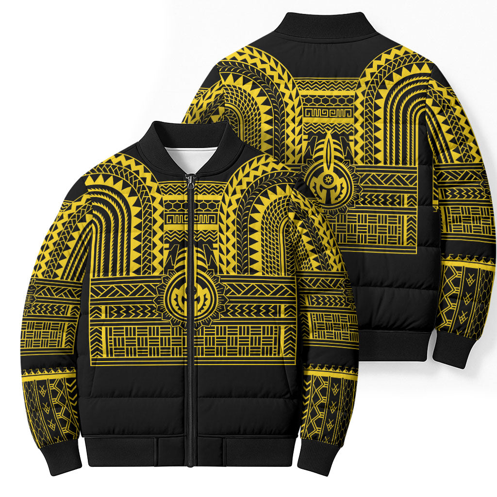 Philippines Filipinos Bomber Puffer Jacket Igorot Tribal Pattern Black