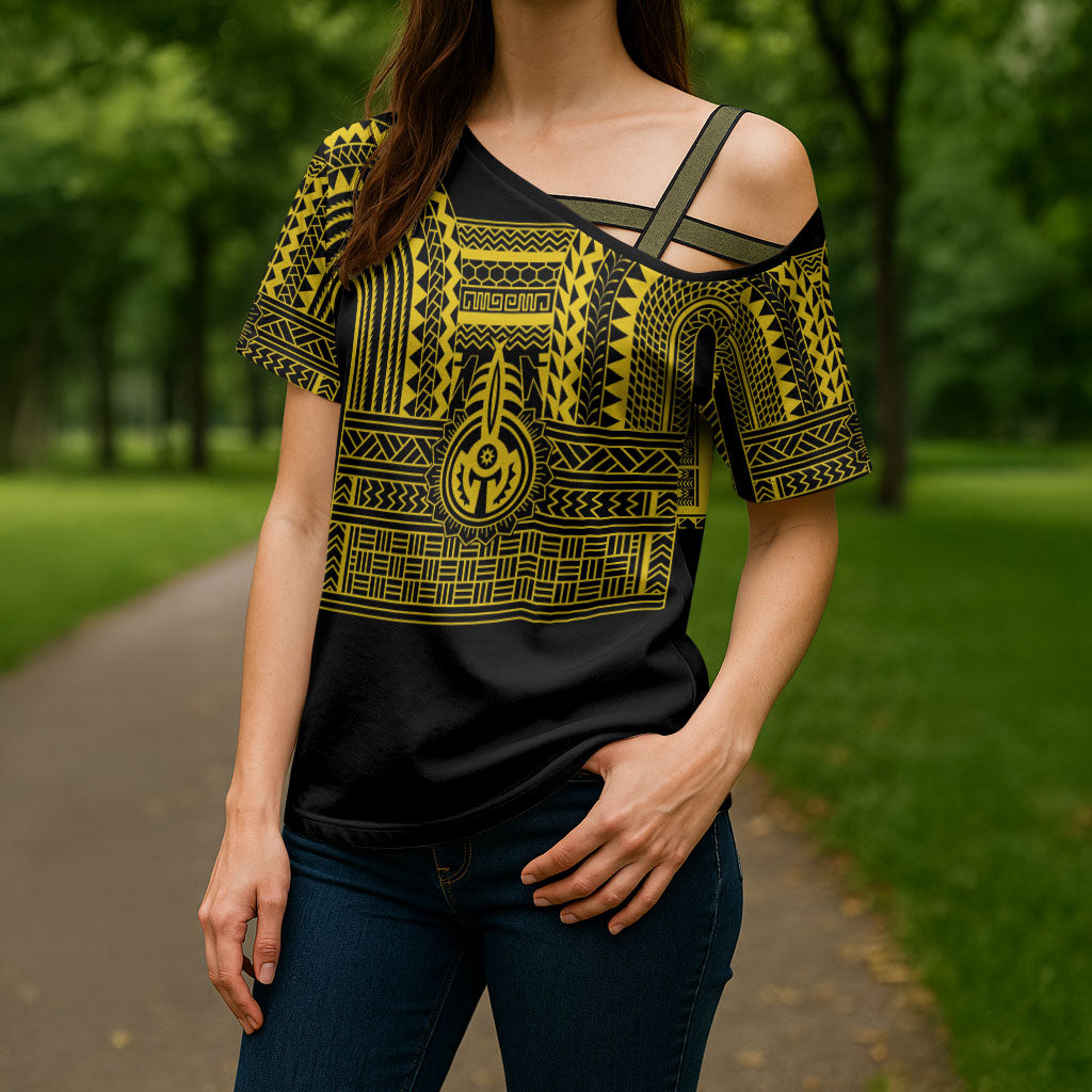 Philippines Filipinos Cross Shoulder Shirt Igorot Tribal Pattern Black