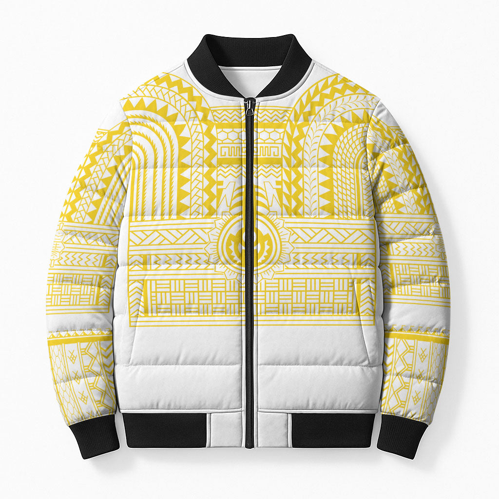 Philippines Filipinos Bomber Puffer Jacket Igorot Tribal Pattern White