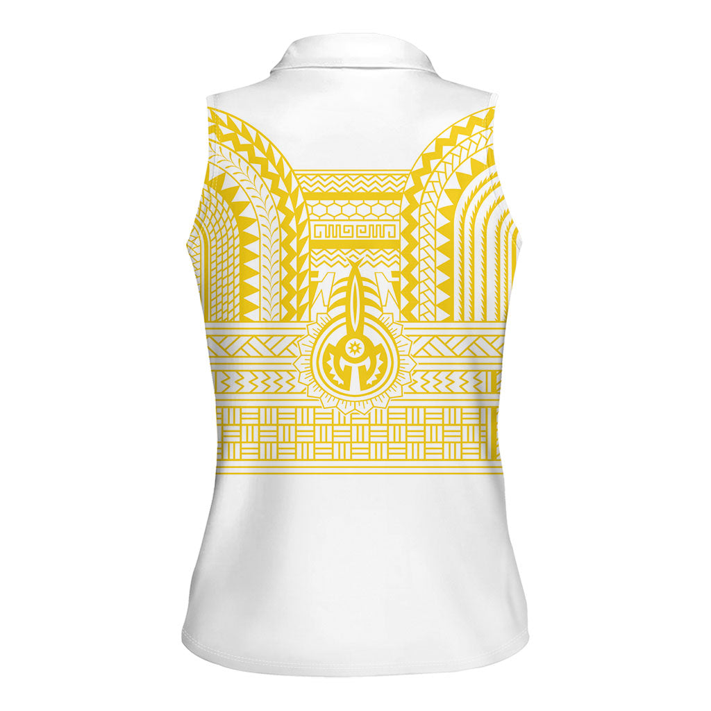 Philippines Filipinos Women Sleeveless Polo Shirt Igorot Tribal Pattern White