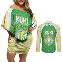 Kuki Independence 2026 Couples Matching Off Shoulder Short Dress and Long Sleeve Button Shirt Cook Islands 15 Finest Green Version