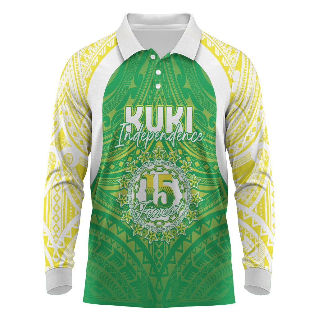 Kuki Independence 2026 Long Sleeve Polo Shirt Cook Islands 15 Finest Green Version