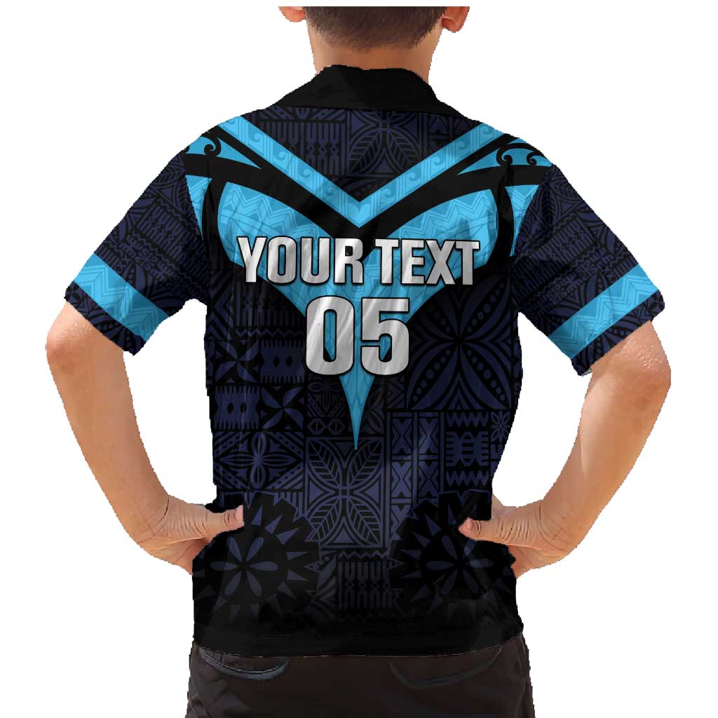 Custom Fiji Kaiviti Rugby Family Matching Mermaid Dress and Hawaiian Shirt Fiji Tapa Pattern LT05 - Polynesian Pride