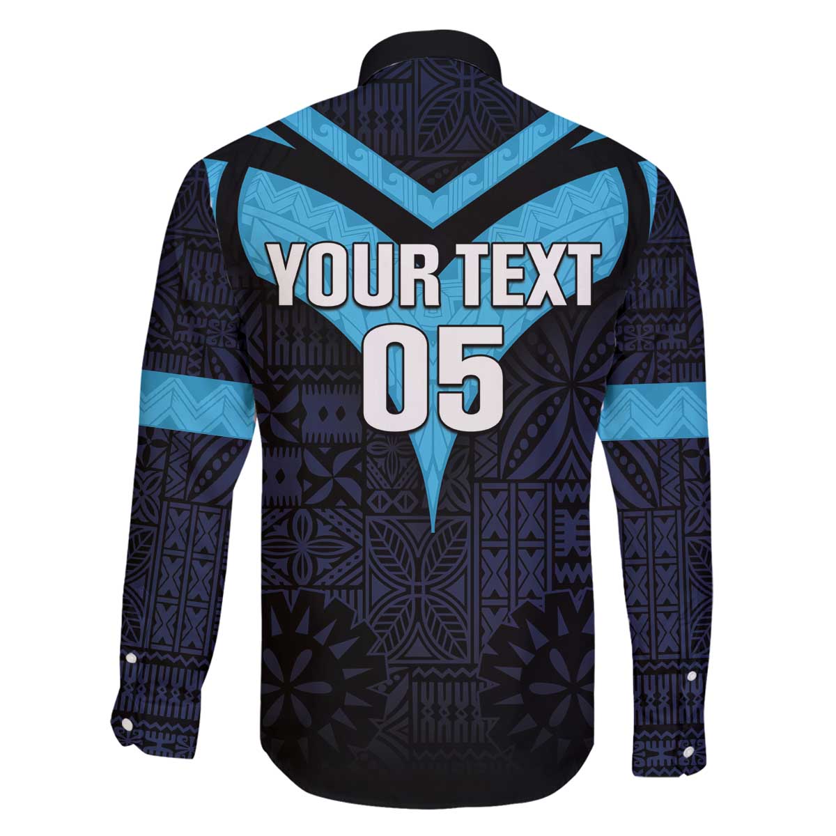 Custom Fiji Kaiviti Rugby Family Matching Off The Shoulder Long Sleeve Dress and Hawaiian Shirt Fiji Tapa Pattern LT05 - Polynesian Pride