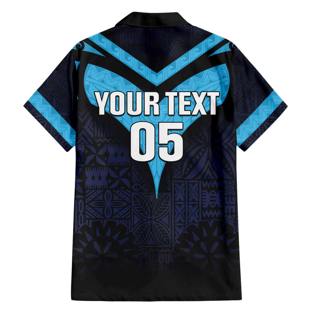 Custom Fiji Kaiviti Rugby Family Matching Off Shoulder Short Dress and Hawaiian Shirt Fiji Tapa Pattern LT05 - Polynesian Pride