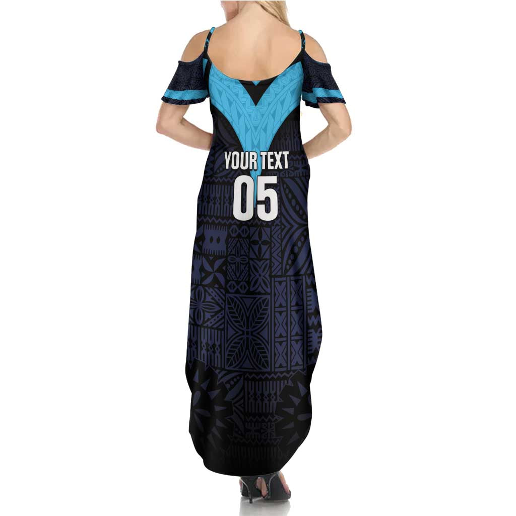 Custom Fiji Kaiviti Rugby Family Matching Summer Maxi Dress and Hawaiian Shirt Fiji Tapa Pattern LT05 - Polynesian Pride
