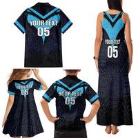 Custom Fiji Kaiviti Rugby Family Matching Tank Maxi Dress and Hawaiian Shirt Fiji Tapa Pattern LT05 - Polynesian Pride