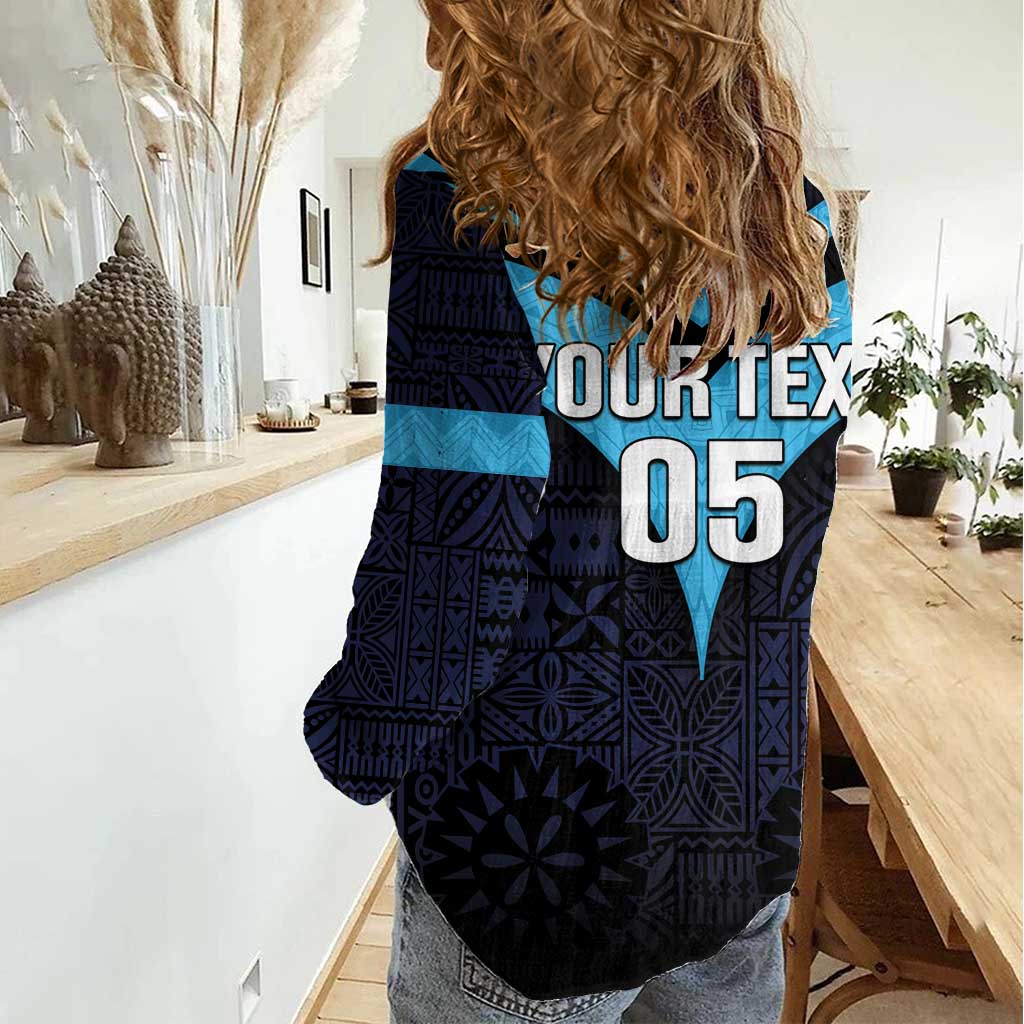 Custom Fiji Kaiviti Rugby Women Casual Shirt Fiji Tapa Pattern