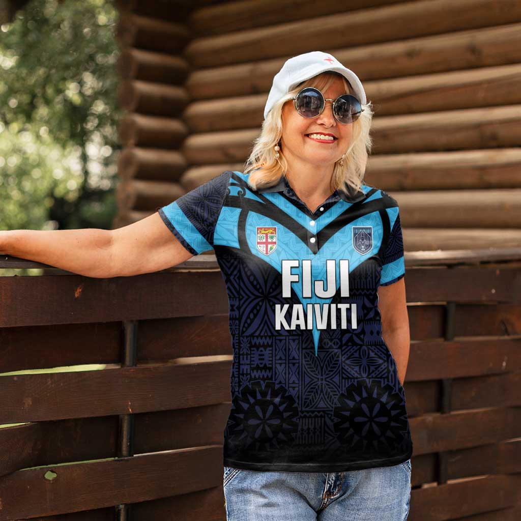 Custom Fiji Kaiviti Rugby Women Polo Shirt Fiji Tapa Pattern