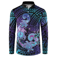 Hawaii Makahiki Turtle Button Sweatshirt Spiral Polynesian Tattoo