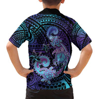 Hawaii Makahiki Turtle Family Matching Long Sleeve Bodycon Dress and Hawaiian Shirt Spiral Polynesian Tattoo LT05 - Polynesian Pride