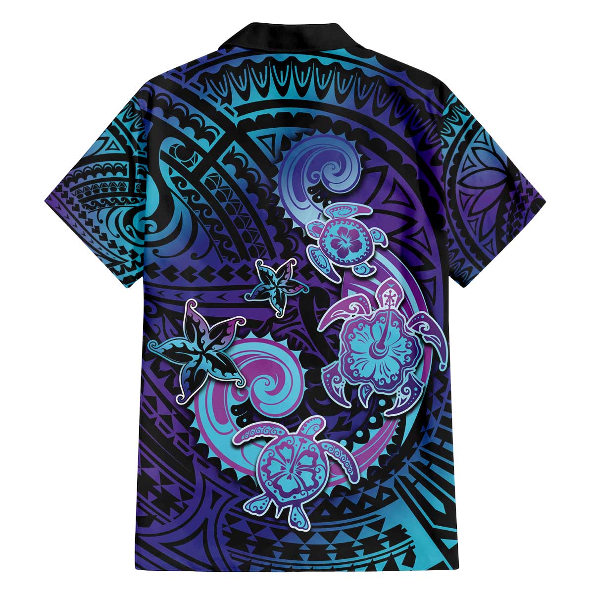 Hawaii Makahiki Turtle Family Matching Off Shoulder Short Dress and Hawaiian Shirt Spiral Polynesian Tattoo LT05 - Polynesian Pride