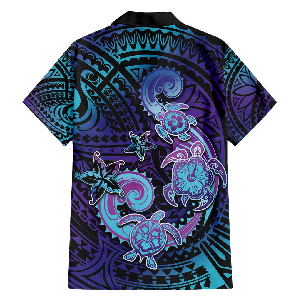 Hawaii Makahiki Turtle Family Matching Short Sleeve Bodycon Dress and Hawaiian Shirt Spiral Polynesian Tattoo LT05 - Polynesian Pride