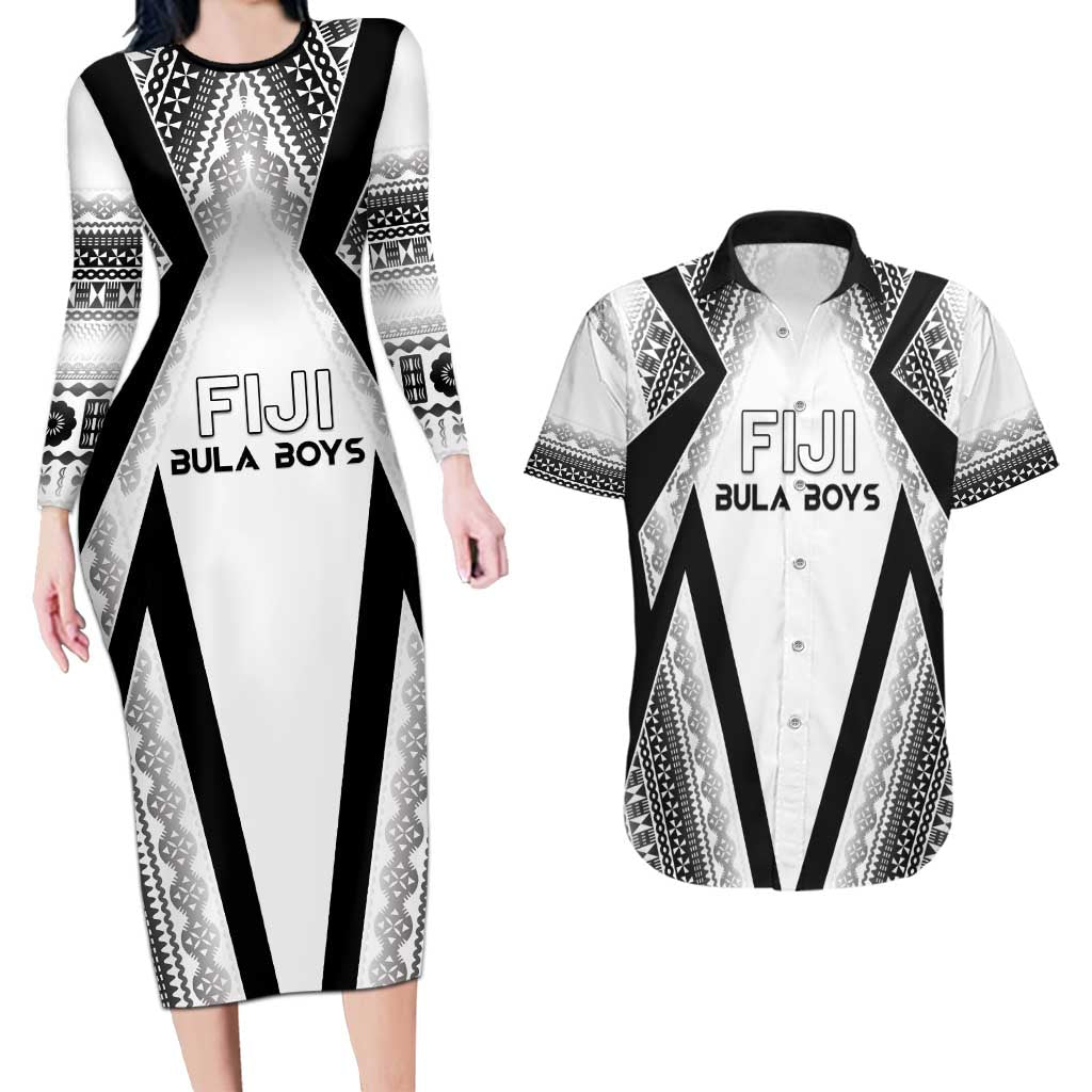 Custom Bula Fiji Football Couples Matching Long Sleeve Bodycon Dress and Hawaiian Shirt Go Champions - Polynesian Pride