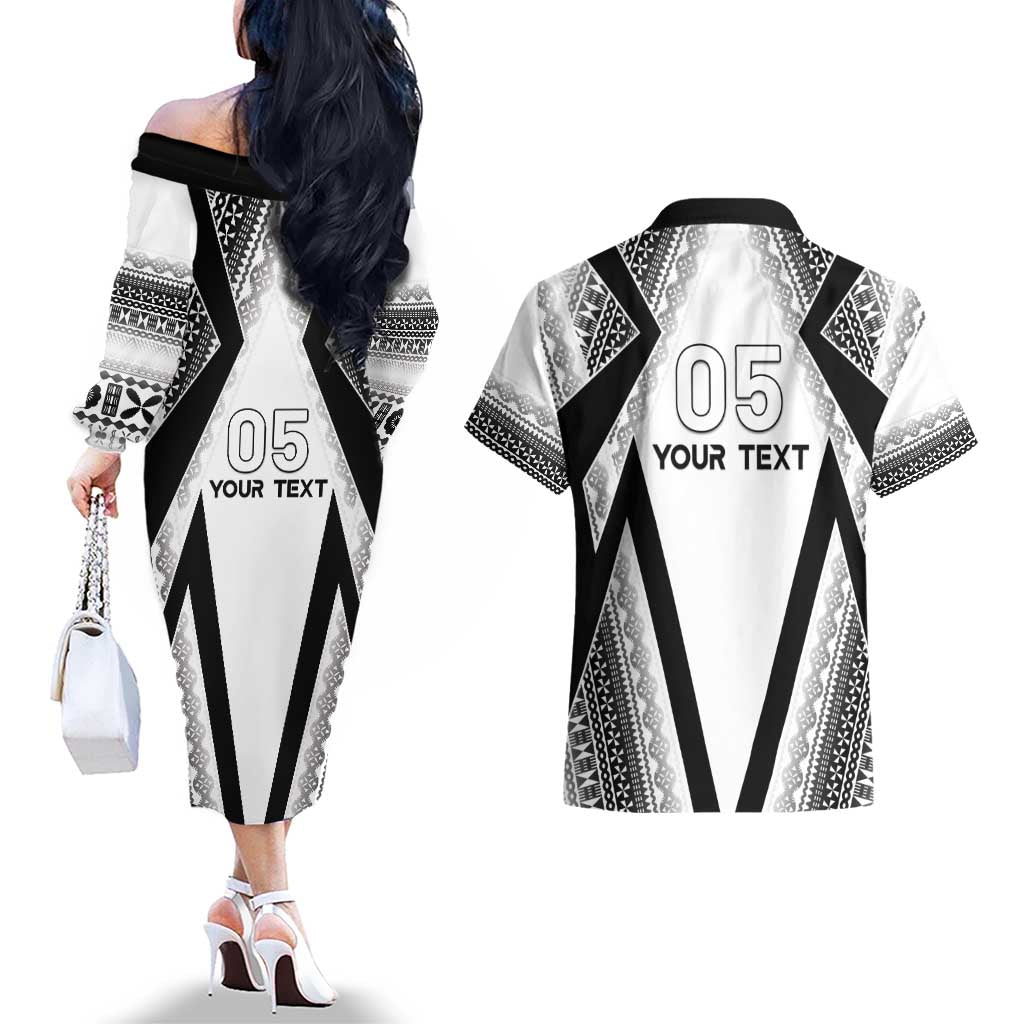 Custom Bula Fiji Football Couples Matching Off The Shoulder Long Sleeve Dress and Hawaiian Shirt Go Champions LT05 - Polynesian Pride