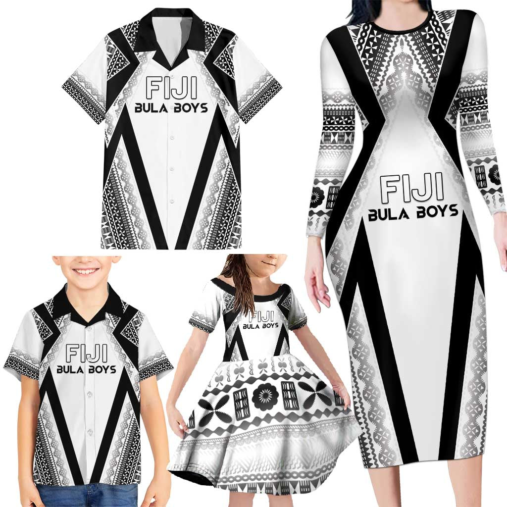 Custom Bula Fiji Football Family Matching Long Sleeve Bodycon Dress and Hawaiian Shirt Go Champions - Polynesian Pride