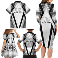 Custom Bula Fiji Football Family Matching Long Sleeve Bodycon Dress and Hawaiian Shirt Go Champions LT05 - Polynesian Pride