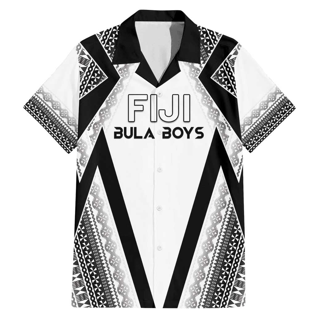 Custom Bula Fiji Football Family Matching Mermaid Dress and Hawaiian Shirt Go Champions LT05 Dad's Shirt - Short Sleeve White - Polynesian Pride